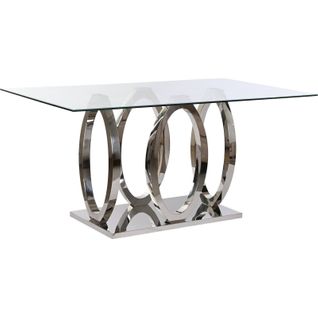 Table Élégante En Verre Trempé Et Acier Pour Salle à Manger