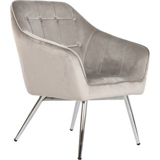 Fauteuil Élégant Velours Crème Métal Chic