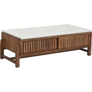 Table Basse En Acacia Et Terrazzo Style Oriental