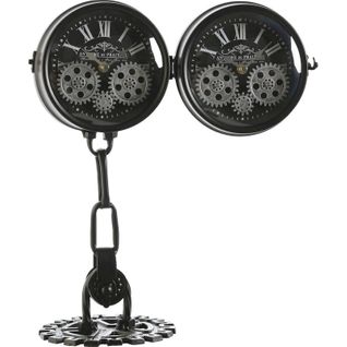 Horloge De Table Design Industriel Noir Verre Métal Style Loft