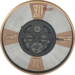 Horloge Murale Vintage Noire Dorée En Métal Et Verre Style Industriel