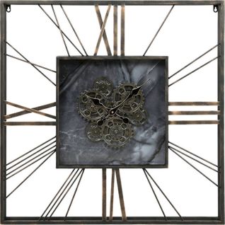 Horloge Murale Loft Dorée Et Noire Design Métal Et Verre