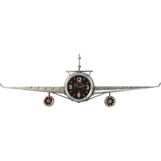 Horloge Murale Avion Métal Argenté Style Vintage Industriel