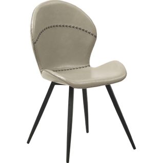 X4 Chaises Design Beige En Tissu Effet Cuir Pieds Métal Noir