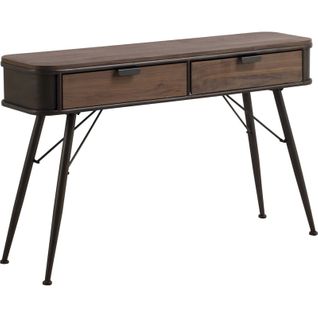 Console Métal Et Bois Esprit Industriel Avec Deux Tiroirs Élégants