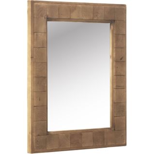 Miroir En Bois Naturel Avec Cadre Texturé à Suspendre