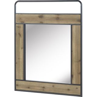 Miroir Mural En Bois Naturel Et Métal Noir Esprit Atelier