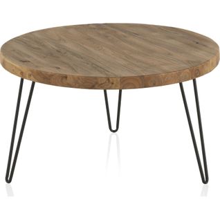 Table Basse Industrielle Bois D Orme Naturel Et Pieds Métal Noir