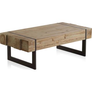 Table Basse Bois Naturel Pieds Métal Style Industriel
