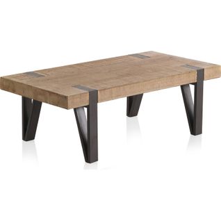 Table Basse Bois Naturel Et Pieds Métal Noir Style Industriel