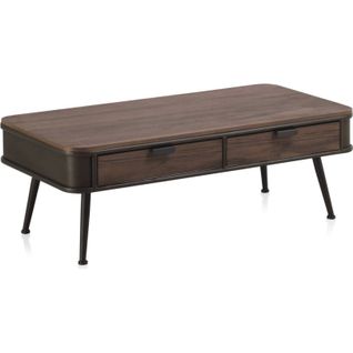 Table Basse Métal Bois Avec Deux Tiroirs Élégants