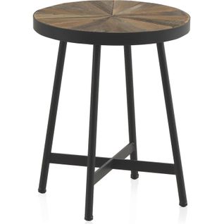 Table D'appoint Bois Naturel Et Métal Style Rustique Élégant