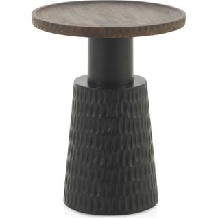 Table D Appoint Bois Et Métal Finition Noyer Élégante