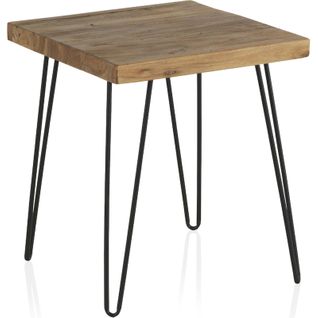 Table D Appoint En Bois D Orme Vieilli Style Industriel Metal Noir