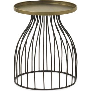 Table D'appoint Métal Noir Et Plateau Doré Élégant