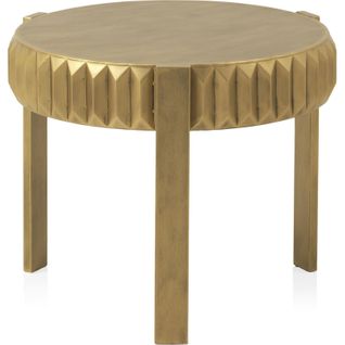 Table D'appoint Dorée En Métal Finition Vieilli Design Élégant
