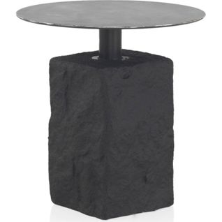 Table Dappoint Ronde Noire Avec Base Effet Pierre Polyrésine