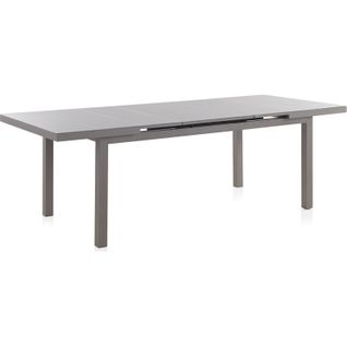 Table Extensible Aluminium Taupe Et Verre Trempé Pour Jardin
