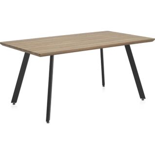 Table Effet Bois Naturel Avec Pieds Métal Pour Salle à Manger