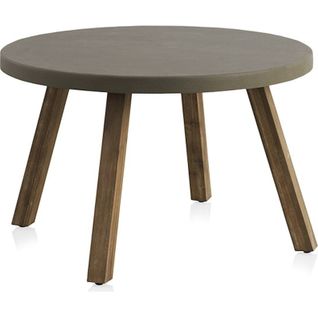 Table Ronde Acacia Naturel Et Plateau Effet Béton Élégant