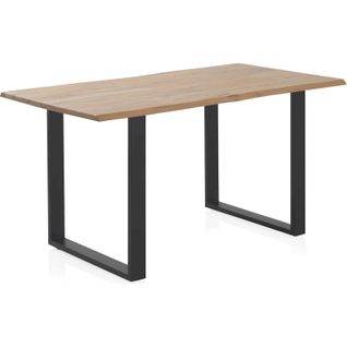 Table De Salle à Manger Acacia Massif Pieds Métal Noir