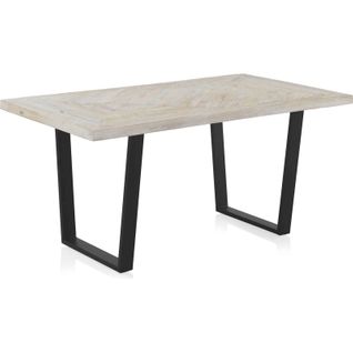 Table De Salle à Manger En Bois De Manguier Blanc Patiné