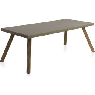 Table Rectangulaire Acacia Et Béton Léger Style Contemporain