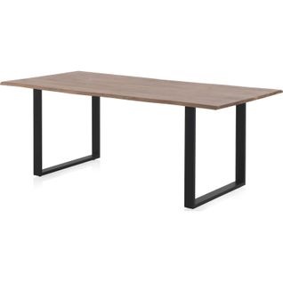 Table De Salle à Manger Acacia Massif Et Pieds Métal Noir