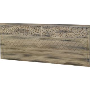 Tête De Lit En Bois D'orme Finition Greywash Sculptée Naturelle