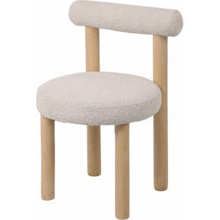 Chaise Design Beige Assise Douce En Bois Et Tissu Cosy