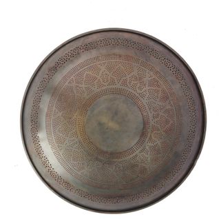 Applique Murale Ronde Cuivre Et Doré Design Oriental Métal Ajouré