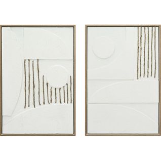 Décoration Murale Abstraite Blanche Avec Reliefs Et Cordes