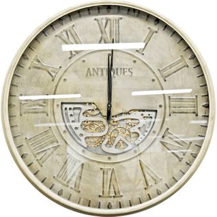 Horloge Murale Style Vintage Métal Gris Effet Vieilli
