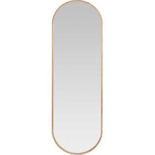 Miroir Mural Ovale En Bois De Pin Finition Vernis Marron