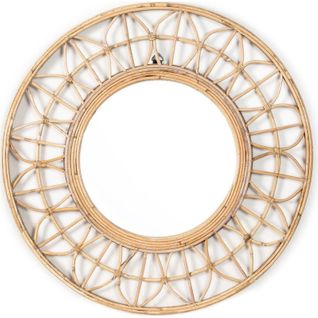 Miroir Mural Ethnique Décoratif En Rotin Et Mdf Naturel