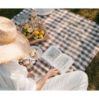 Nappe Vichy Marron Éco Responsable En Lin Et Coton