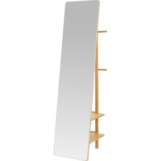 Miroir Sur Pied Nordique Avec Étagère Bois Chêne Naturel