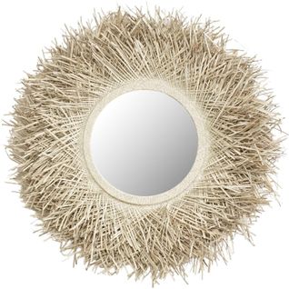 Miroir Mural Décoratif En Fibre Naturelle Pandan