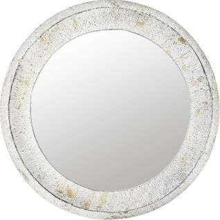 Miroir Mural Rond Métal Blanc Effet Jaspe Or Élégant