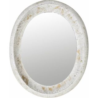 Miroir Mural Ovale Métal Blanc Effet Or Pour Décoration Élégante