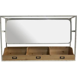 Miroir Mural Bois Naturel Et Blanc Vieilli Style Meuble Atelier