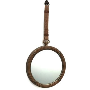 Miroir Mural Décoratif Métal Et Polipiel Marron Élégant