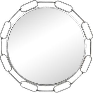 Miroir Mural Design Chaîne Métal Argenté Pour Décoration Élégante