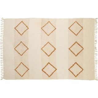 Plaid Coton Beige Doux à Motifs Pour Salon Cosy