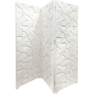 Paravent Décoratif Blanc Sculpté En Relief Profond Pour Intérieur