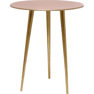 Table Dappoint Rose En Aluminium Et Pieds Dorés Élégants