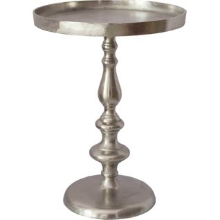 Bout de canapé Ronde En Aluminium Finition Argent Élégante