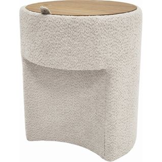 Table D'appoint Beige Avec Rangement Tissu Bouclette Élégante