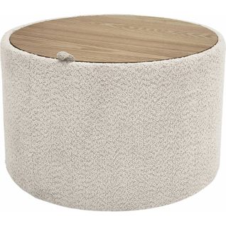 Table Dappoint Ronde En Bois Et Tissu Bouclette Beige Élégante