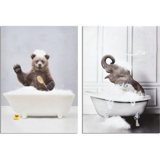 Tableau Animaux Rigolos Bain Décor Mural Contemporain